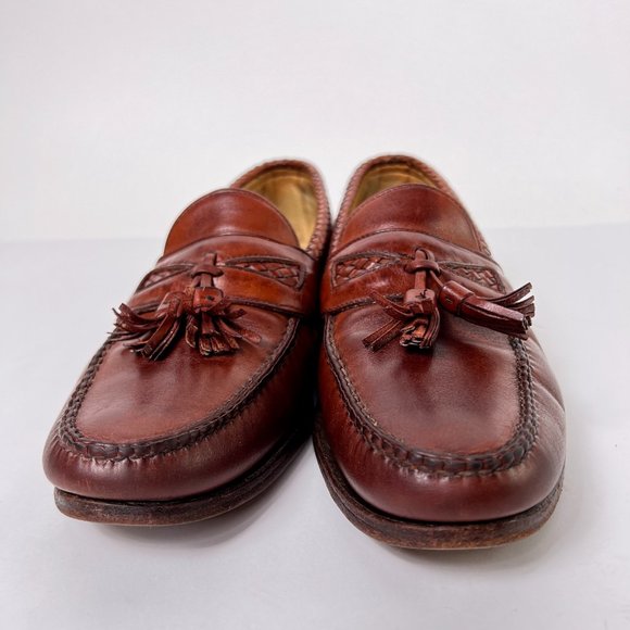 Allen Edmonds Maxfield Brown Woven Leather Slip On Comfort Tassel Loafers 9.5 B main image 10